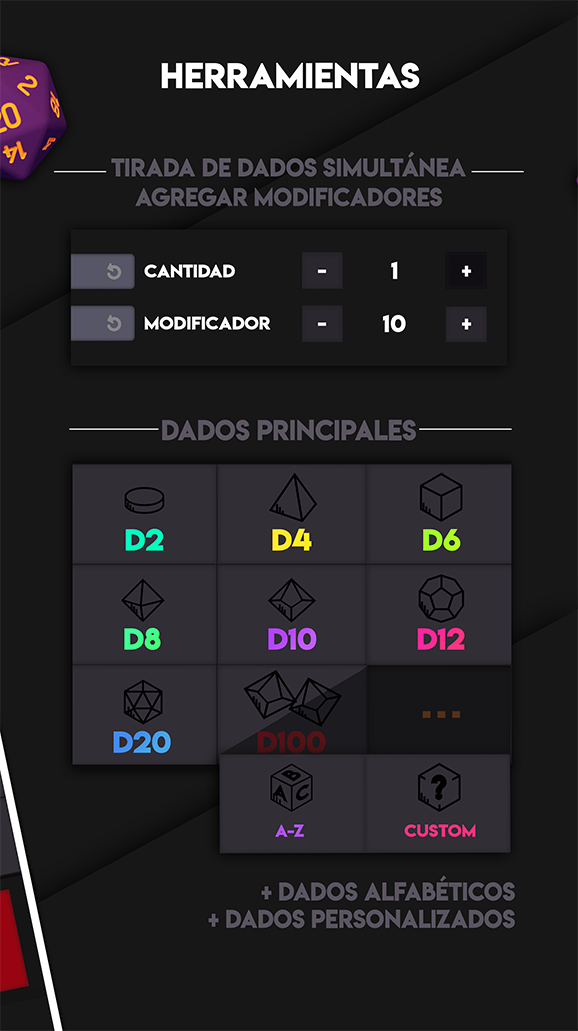Herramienta para lanzar dados en juegos de mesa